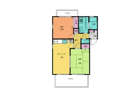 F・キューブ B(2LDK/2階)の間取り写真