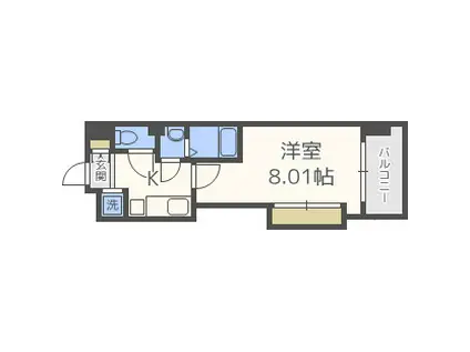 LUXE難波西II(1K/12階)の間取り写真