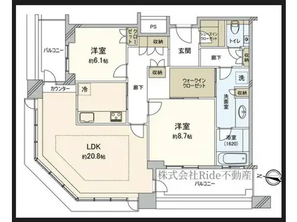 グランフロント大阪オーナーズタワー(2LDK/26階)の間取り写真