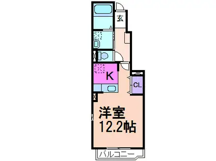 ワイズIII(1K/1階)の間取り写真