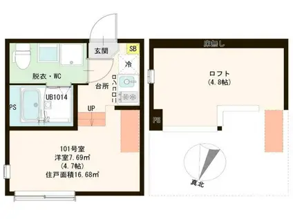 ハーモニープレシャス亀有(ワンルーム/1階)の間取り写真