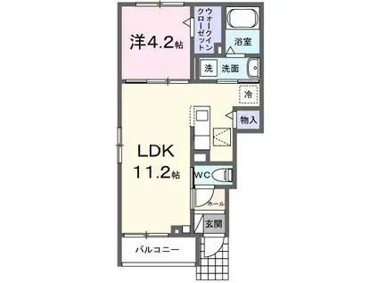 ハイムS(1LDK/1階)の間取り写真