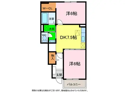 シエル・エトワレII(2DK/1階)の間取り写真