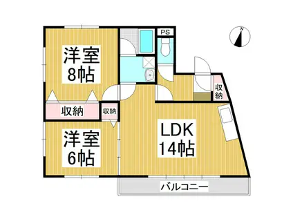 ハープアベニュー(2LDK/1階)の間取り写真