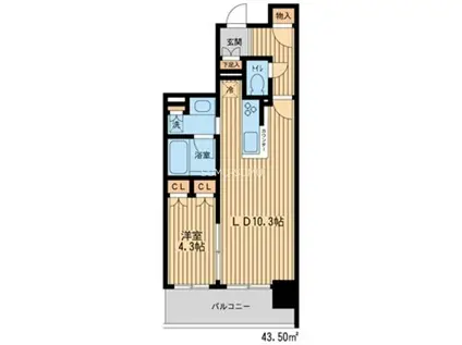 HF新横浜レジデンス(1LDK/10階)の間取り写真