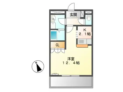 スプリングス(1K/2階)の間取り写真
