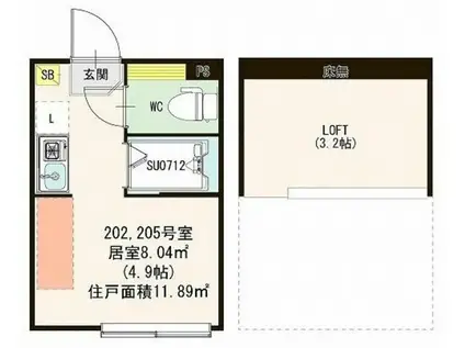 ハーモにテラス向島II(ワンルーム/2階)の間取り写真