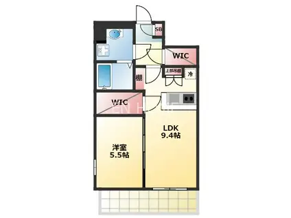 パークス堺筋本町(1SLDK/7階)の間取り写真