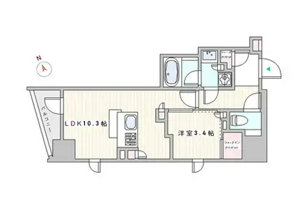 ザ・ライオンズミレス蔵前(1LDK/14階)の間取り写真
