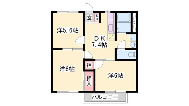 ドミール前田(3DK/2階)の間取り写真