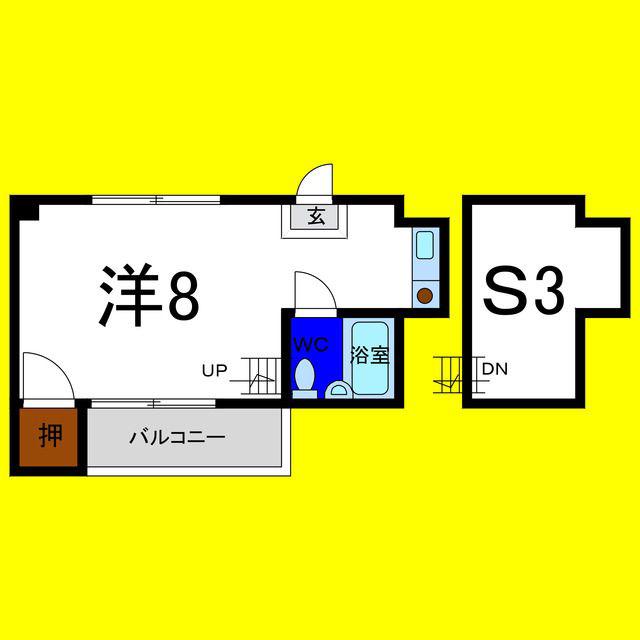 エスタシオン二軒屋(ワンルーム/3階)の間取り写真