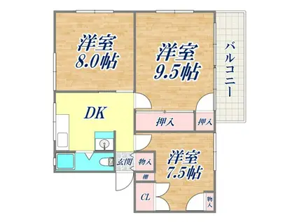 シャトー六甲(3DK/5階)の間取り写真