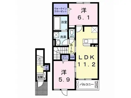 凪ステージ II(2LDK/2階)の間取り写真