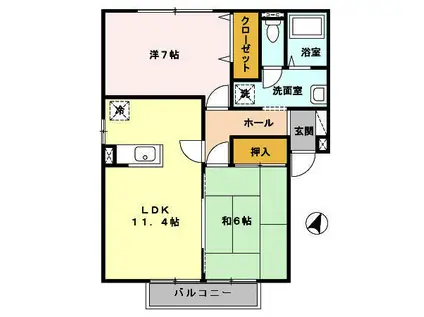 ヴューコスモ(2LDK/1階)の間取り写真
