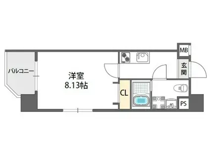 ドゥエリング梅田(1K/7階)の間取り写真