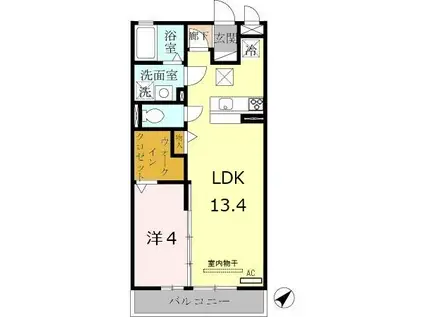 エスポワール西明石(1LDK/1階)の間取り写真