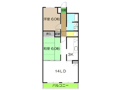 ソフィア大津(2LDK/2階)の間取り写真