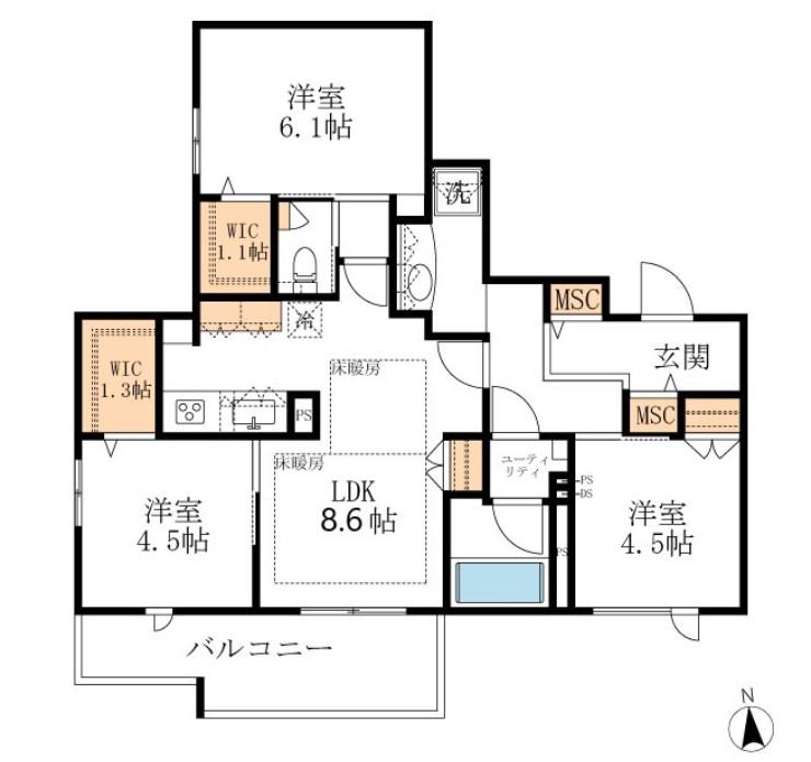 ソフィア南流山(3LDK/3階)の間取り写真