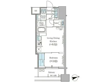 パークアクシス御茶ノ水ヒルトップ(1LDK/14階)の間取り写真