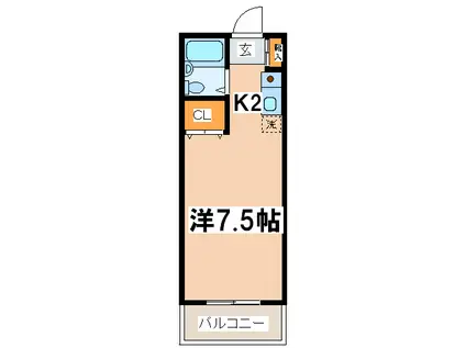 ポーラ・スター(ワンルーム/1階)の間取り写真