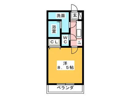 インフィニート(1K/3階)の間取り写真