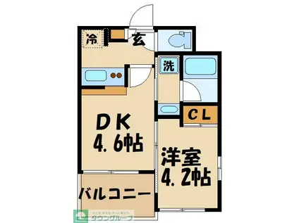 ガーラ・アヴェニュ―調布(1DK/3階)の間取り写真