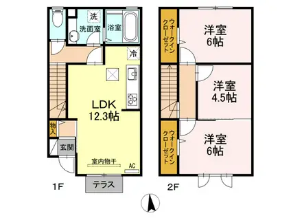 クイーンズヴィラIV(3LDK/1階)の間取り写真