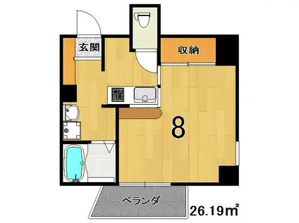 菊岡家 弁財天館(1K/6階)の間取り写真