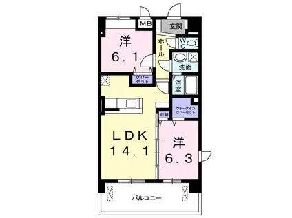 モア ドリーム(2LDK/4階)の間取り写真