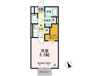 アルディーラ伊倉 B棟(1K/1階)の間取り写真