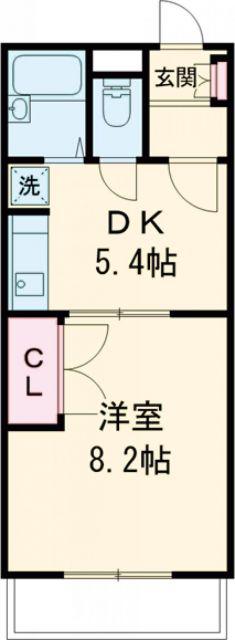 ワンバイワン(1DK/1階)の間取り写真