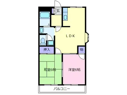 グレイスヴィラ(2LDK/1階)の間取り写真