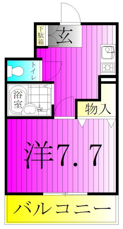 ミレニアムハイツ(1DK/4階)の間取り写真