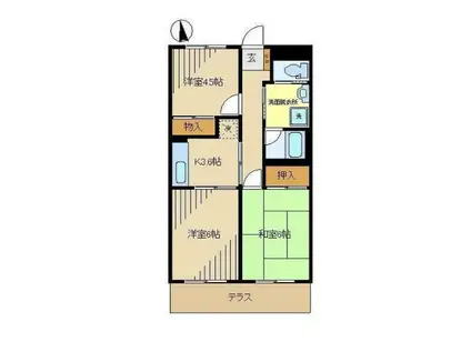 ヴェリタス和光(3K/1階)の間取り写真