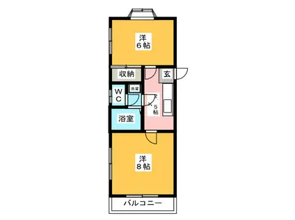 ハイツササイ(2K/2階)の間取り写真