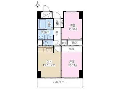 ラフィネ淀川(2DK/4階)の間取り写真