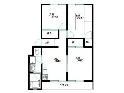中邦マンション 芦風荘(3DK/3階)の間取り写真