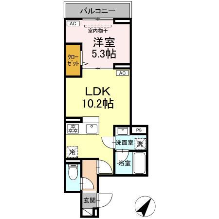 セレスティア下丸子(1LDK/2階)の間取り写真