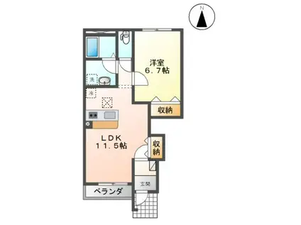 アルファス(1LDK/1階)の間取り写真