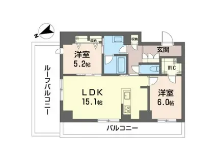 ペールクレスト上麻生(2LDK/4階)の間取り写真