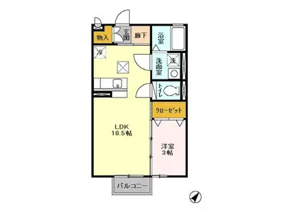 メゾンボナール A(1LDK/1階)の間取り写真