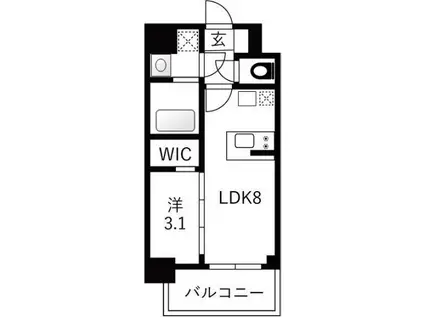 エスリードレジデンスザ・グラン大阪福島クラス(1LDK/13階)の間取り写真