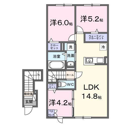 ＪＲ千歳線 千歳駅(北海道) バス乗車時間：31分 最寄りバス停で下車 徒歩7分 2階建 築1年(3LDK/2階)の間取り写真