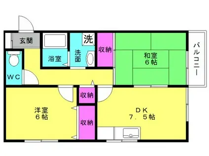エクレールII(2DK/1階)の間取り写真