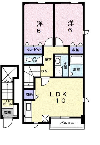 スマイルハウス(2LDK/2階)の間取り写真