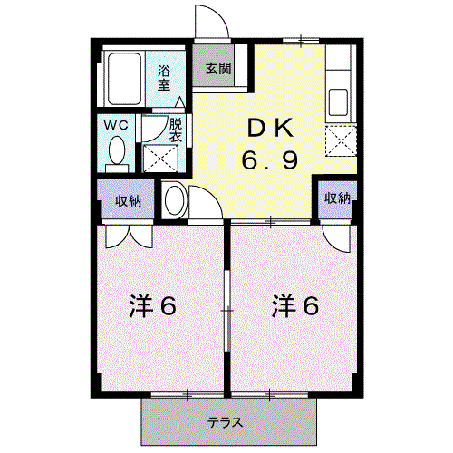 ハイツパークサイド(2DK/2階)の間取り写真