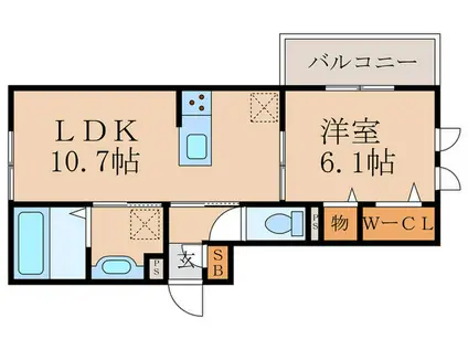 GRAMM六地蔵A棟(1LDK/2階)の間取り写真