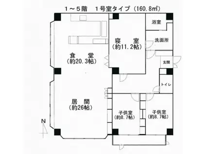 グランド・ビュー・ヒロシマ(3LDK/2階)の間取り写真