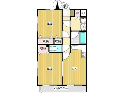 ヴェルドミール(2DK/3階)の間取り写真