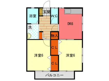 コーポ菊地(2DK/2階)の間取り写真